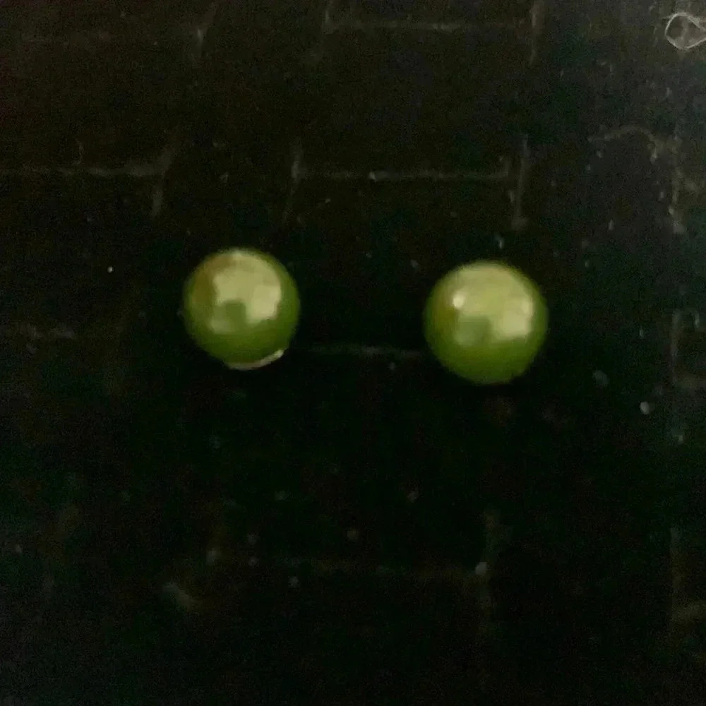 Green gemstone stud post earrings